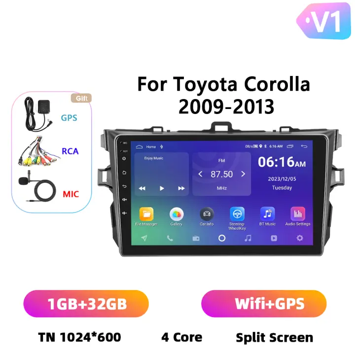 Podofo Radio de coche Android 2 Din para Toyota Corolla 2009 2010 2011 2012 2013 Carplay 8+128GB AI Voice WIFI+4G DSP GPS Navegación Multimedia Reproductor de Video - 1