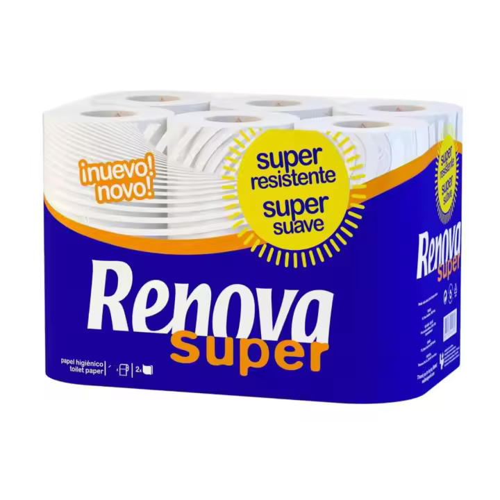 Renova - Papel Higiénico, Super Blanco - 96 Rollos (12 x 8 paquetes) - 1