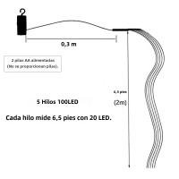 Luces LED De 100 Leds Para Jardín Guirnalda De Navidad Decoración De Casa Para Bodas Y Fiestas Exteriores Con 5 Ramas - details 5