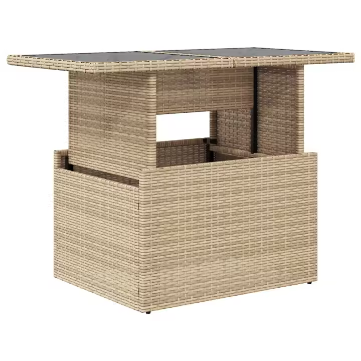Mesa de Jardín superficie De Vidrio traquetón PE beige 100x55x73 cm - 1