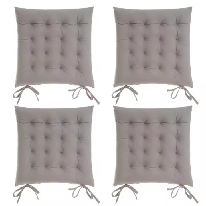 Dcasa Set de 4 cojines acolchados para silla gris claro de antelina de 40x40 cm - 1