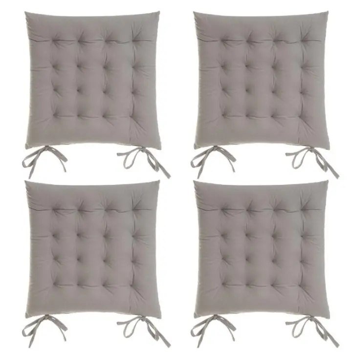 Dcasa Set de 4 cojines acolchados para silla gris claro de antelina de 40x40 cm - 1