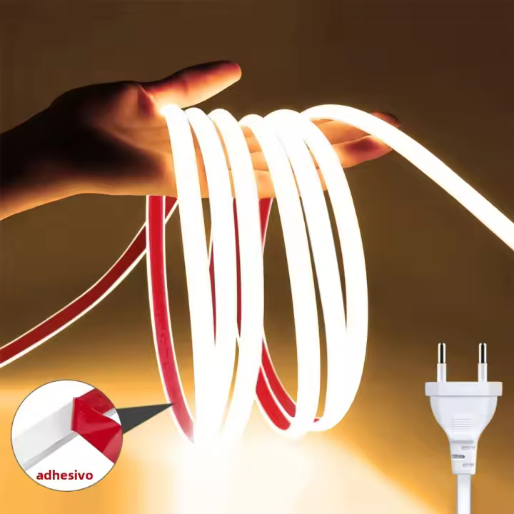 Tira De Luz LED COB 220V Con Interruptor Y Enchufe EU Impermeable Para Decoración De Exterior Y Habitaciones En El Hogar - 1
