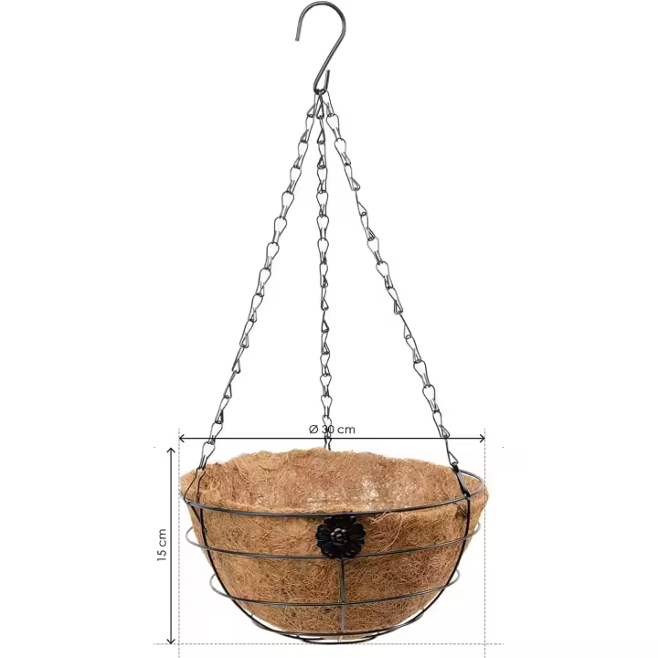 Macetero Colgante de Coco - Maceta con Cadena y Gancho - Decoración Colgante para Hogar, Terraza, Balcón, Patio, Jardín - 1