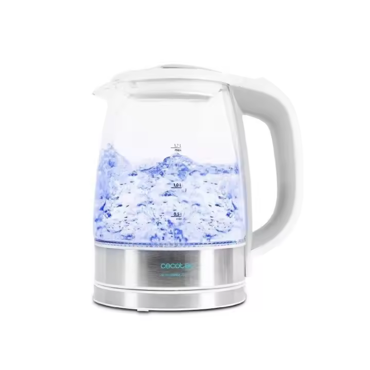 Electric kettle ThermoSense 350 Clear with 1.7L capacity, high-quality borosilicate glass, 2200W power, fast boiling, and features like auto shut-off, 360° base, and LED display, perfect for safe water heating. - 1