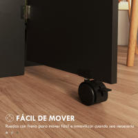 HOMCOM Mesa Plegable de Comedor Mesa de Cocina Plegable con Ruedas Alas Abatibles y Estantes Mesa Plegable para 4-6 Personas 75x140x74 cm Natural y Negro - details 5