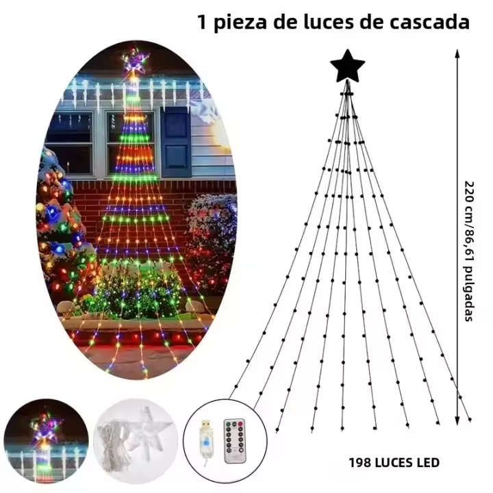 Luces De Cascada Estelar LED Para Decoraciones De Navidad Árbol De Navidad Adornos Para El Hogar Año Nuevo 2024 Natal 2025 - 1