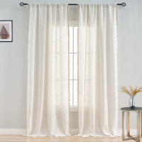 Cortinas De Lino Algodón Para Sala De Estar Boho Crema Semi Transparentes Con Borlas Y Bolsillo Para Rodamiento Voile Cortinas Soltas Para Ventana - details 2