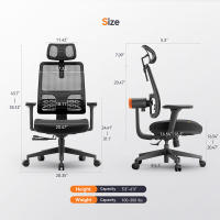 Silla ergonómica NEWTRAL MAGICH002, respaldo que sigue automáticamente, soporte lumbar adaptable, reposacabezas ajustable, profundidad del asiento, reposabrazos 4D reclinable, 3 posiciones de bloqueo - details 1