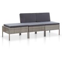 vidaXL Set de muebles de jardín 3 pzas y cojines ratán sintético en color Negro y blanco/Gris/Negro y más | acolchados duraderos para sofás de jardín terraza exterior - details 1