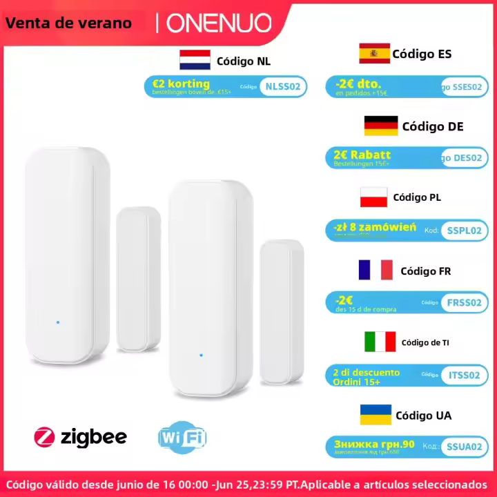 Sensor De Puerta Y Ventana WiFi O Zigbee Sistema De Seguridad Inteligente Tuya Control Por Voz Alexa Google Home Para El Hogar Inteligente - 1