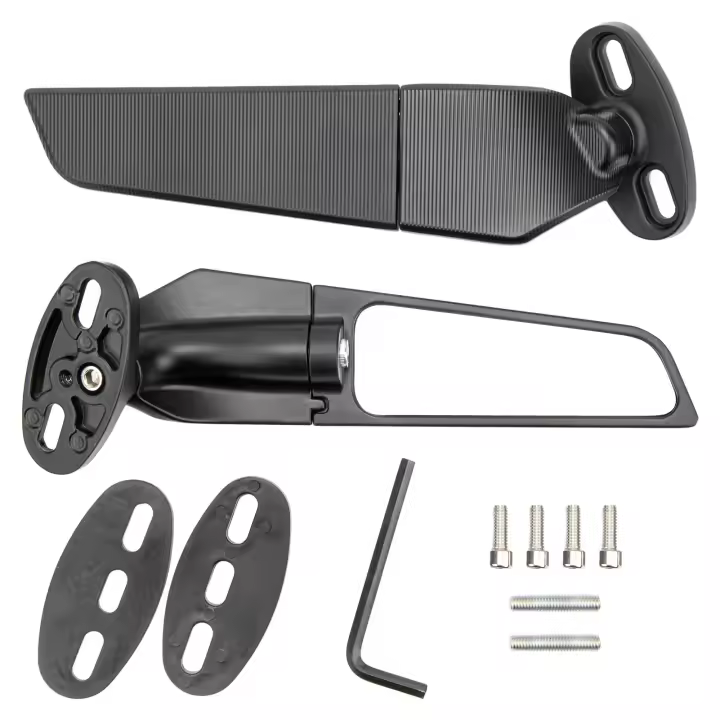 Espejo Retrovisor Ajustable Para Motocicleta 2pcs Interchangeable Con Alas De Viento Para Reemplazo En Ninja 250 300 H2 H4 Material Aleación De Aluminio + Goma - 1