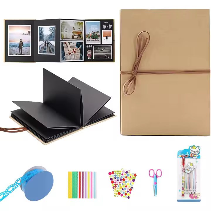 Álbum de fotos para personalizar, tamaño A4: álbum para personalizar, libro de fotos con lápices de colores y pegatinas, álbum de fotos para regalo de graduación, regalo de cumpleaños, regalo - 1