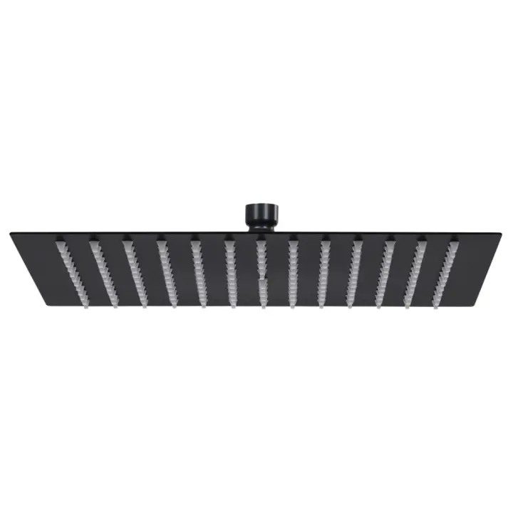 vidaXL Cabezal ducha efecto lluvia acero inox cuadrado negro 25x25 cm - 1