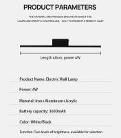 Lámpara De Pared LED Recargable Litu Con Imán Y Batería USB Luz Nocturna Para Dormitorio Corredor Estilo Moderno Aluminio Beige Negro - details 13