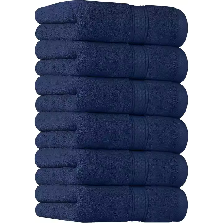 -Toallas de Mano Grandes de Algodón multiproyecto para baño, Manos, Cara, Gimnasio y SPA - Dimensiones 41 cm x 71 cm - Paquete de 6 (Azul Marino) - 1