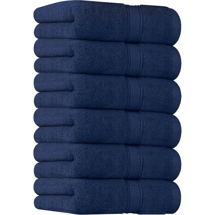 -Toallas de Mano Grandes de Algodón multiproyecto para baño, Manos, Cara, Gimnasio y SPA - Dimensiones 41 cm x 71 cm - Paquete de 6 (Azul Marino) - 1