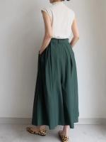 Falda Midi A-Line Elegante De Cintura Alta Para Mujer REALEFT Con Bolsillos Estilo Coreano Casual Suelta Y Solidaria Con Cinturón - details 19