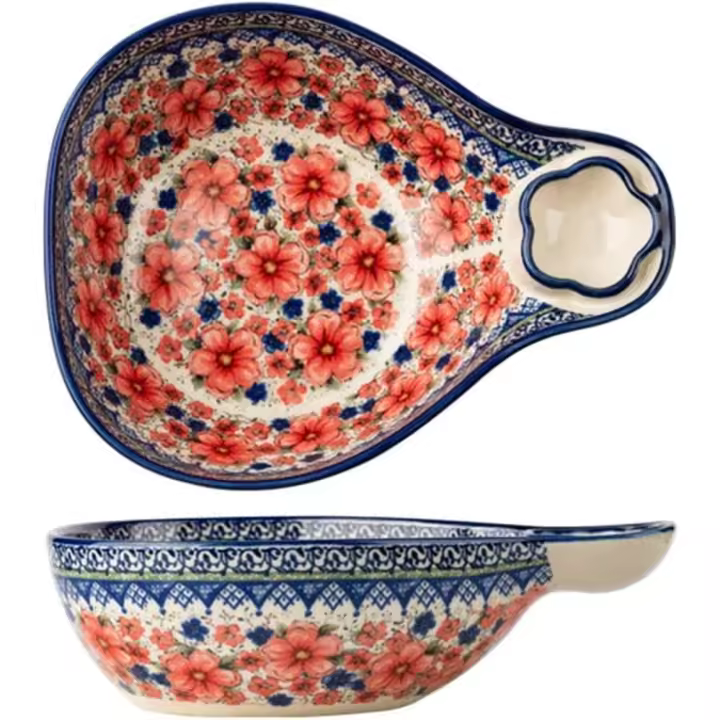Platos de cena de gran capacidad para albóndigas, plato de cena de cerámica de 8 pulgadas hecho a mano, ensaladera de porcelana vintage creativa para el hogar, apto para microondas y lavavajillas (color: D) - 1