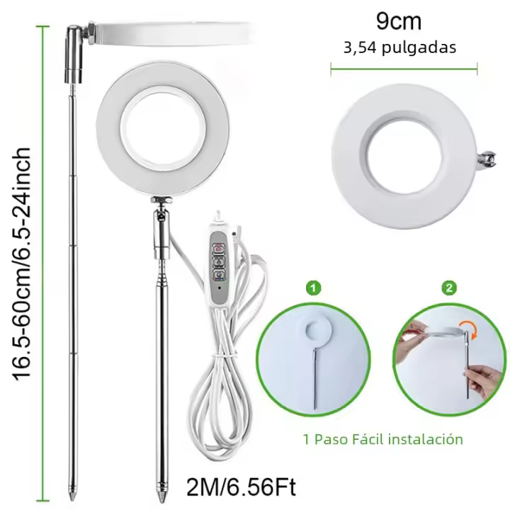Luz De Crecimiento LED Solar Interior De Espectro Completo Con Cuatro Niveles De Ajuste Para Plantas Carníferas Y Flores Luz De Relleno Telescopio Para Suelo - 1