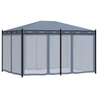 vidaXL Cenador con pantallas de malla acero gris antracita 3x4 m - details 3