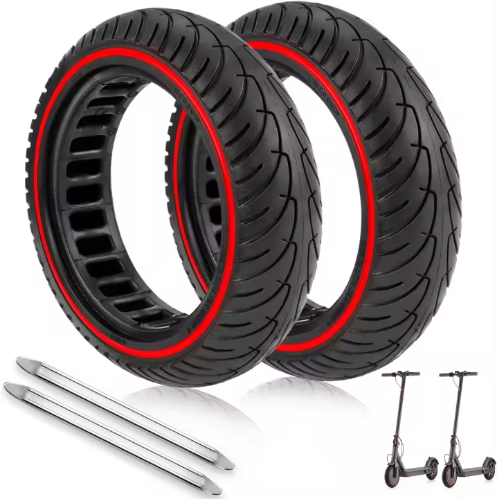 Ruedas10x2.5 Neumáticos macizos, Neumáticos de repuesto 10x2.5 Scooter eléctrico,60/70-6.5 Ruedas de Goma para Ninebot Max G30P G30LP Scooter Neumáticos Sólidos de Reemplazo Delanteros y Traseros,completo con una herramienta de montaje para montar el scoo - 1