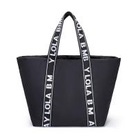 Tejido de letras bolso de tote de gran capacidad bolso de mano para viajes sencillos - details 0