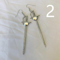 Pendientes Colgantes De Espada Gótica Para Mujer Joyería De Halloween Clásica Y Mística Regalo Elegante Con Doble Hoja Y Anillo - details 14