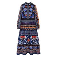 Vestido Largo Elegante Y Versátil Para Mujer PB&ZA Primavera 2024 Cuello Redondo Manga Larga Ajustado Impresión Spliced Moda Casual - details 3