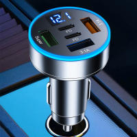 Cargador De Coche 5 En 1 Adaptador Rápido Con 3 Puertos USB + 2 PD QC3.0 Monitor De Voltaje C Type Para iPhone Samsung - details 2