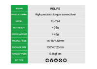 RELIFE RL-724 Kit De Reparación Multifuncional De Teléfonos Con Destornillador De Torque Preciso Herramienta Manual 5 En 1 Para Desmontaje De Computadoras - details 12