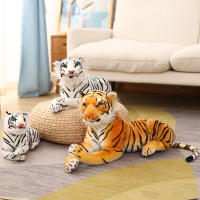 Juguete De Peluche Tigre Realista Suave Animal Silvestre Simulación Regalo De Cumpleaños Para Niños Blanco Y Marrón - details 12