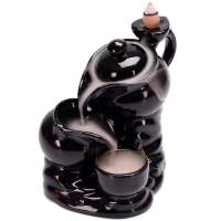 Encendedor De Incienso De Cerámica Artesanal Con Torre De Bergamota Y Ornamentos De Agua Fluyente Para Aromaterapia - details 19