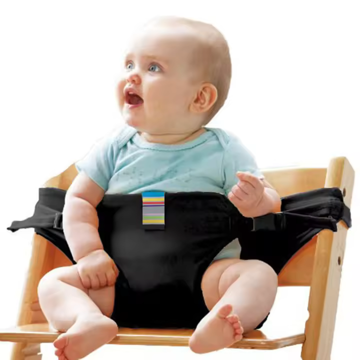 Silla De Comer Plegable Para Bebé Con Cinturón De Seguridad Ajustable Y Portátil Base Anti-Derrame Asiento De Niño Para Alimentación - 1