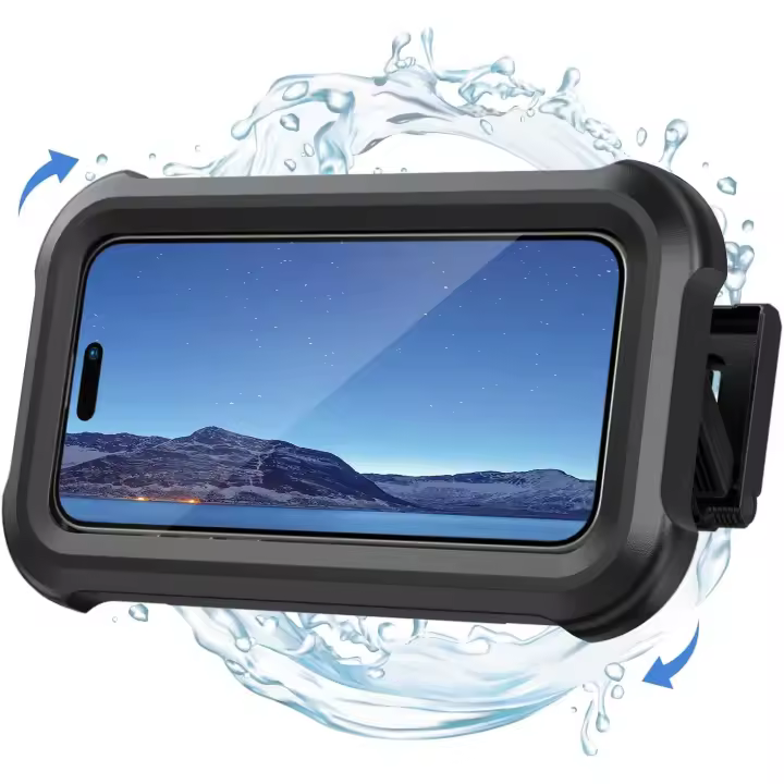 Shower Phone Holder Waterproof - 480° Rotation Wall Mount Shower Phone Case, Anti-Fog, High Sensitive HD Touchscreen Shower Phone Mount- Black - 1