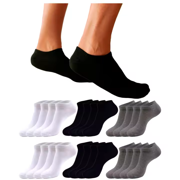 DEBEKOR Pack Calcetines Tobilleros Hombre y Mujer 12 Pares Algodón Transpirable Anti-Olor - 1