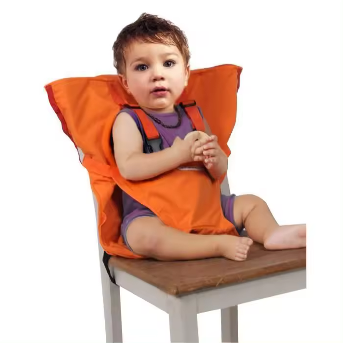 Silla Alta/asiento Elevador portátil de Tela para Viajes HIGHDAS para Bebés, color Naranja - 1