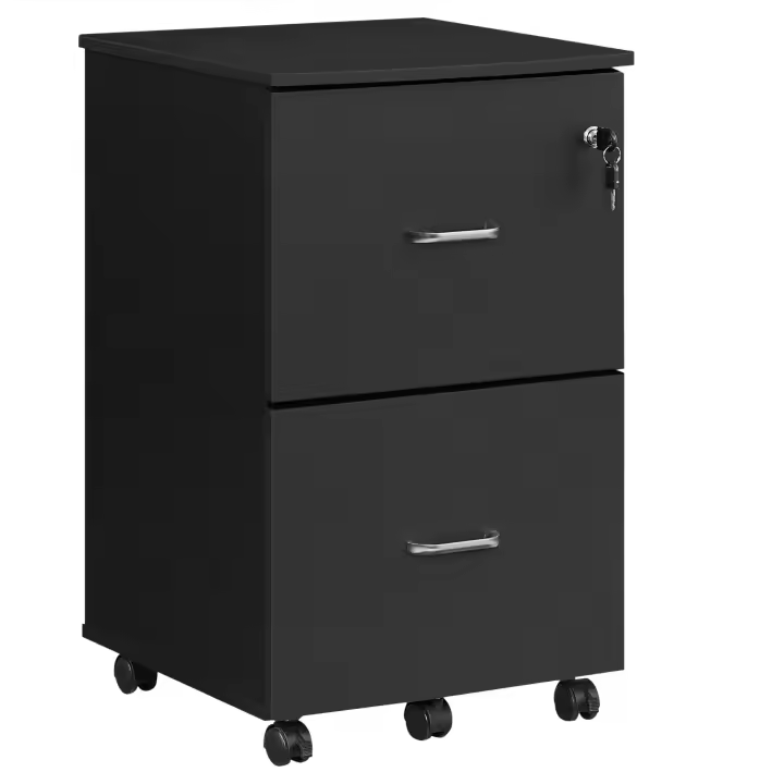 VASAGLE Armario Archivador de 2 Cajones, Archivador de Oficina con Cerradura, Soporte para Impresora, A4, Carta y Carpetas Colgantes, Montaje Necesaria, Negro - 1