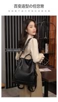 Mochila De Moda Para Mujer Gran Capacidad Múltiples Compartment Bolsa De Hombro De Cuero Suave Casual Para Viaje PU Cuero Negro Café Azul - details 4