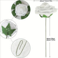 25pcs/Lote Rosa Artificial De PE De Alta Calidad Con Tallo Para Decoración De Boda Fiesta Cumpleaños Scrapbook Supplies - details 8