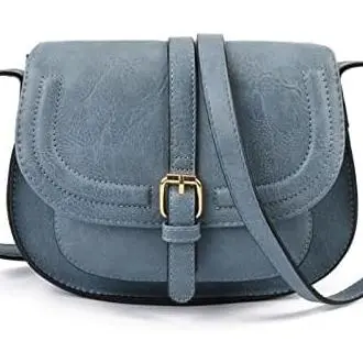 Bolso bandolera Pequeño para Mujer, estilo cartera or Bandolera, vintage Estilo, de Piel Vegana (Azul) - 1