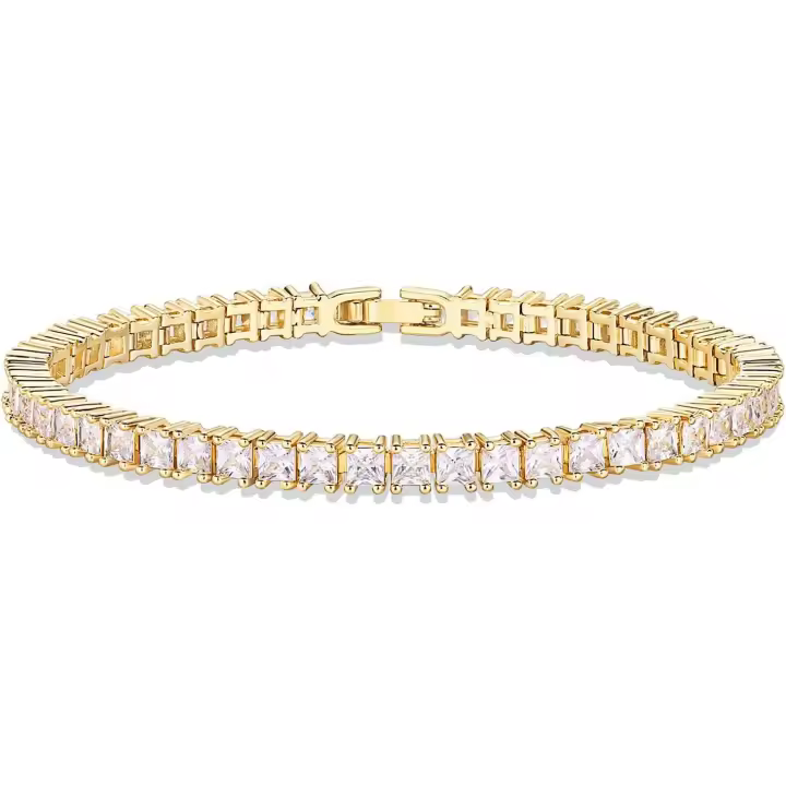 14K Chapado en oro zirconia cúbica clásico Pulsera | Pulseras de Oro para las mujeres | 4mm CZ, tamaño 6,5-7,5 pulgadas Gold Amarillo 6,5 pulgadas - 1
