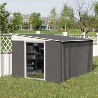 Outsunny Cobertizo de Jardín 280x345x201 cm 8,9 m² Caseta Exterior de Acero para Almacenamiento de Herramientas con Puerta y 2 Ventanas Gris - details 1