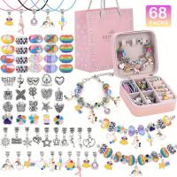 Kit De Manualidades Para Hacer Pulseras Y Collares 68 Piezas Con Encantos De Unicornio Y Sirena Regalo Para Mujer Para Fiesta - details 5