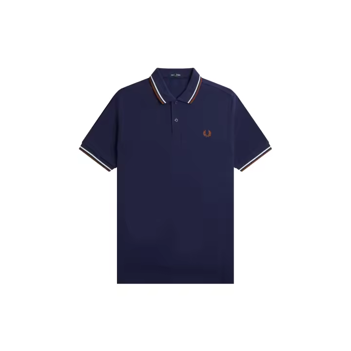 Fred Perry Slim Fit Twin Tipped Polo French Navy / Ecru / Whisky Brown - 1