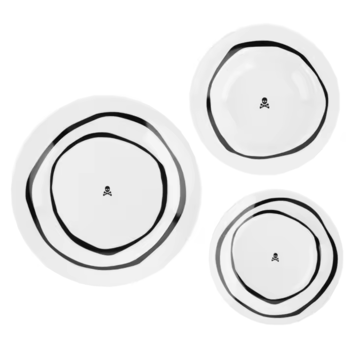 Set vajilla 12pc porcelana blanco y negro Scalpers Home - 1