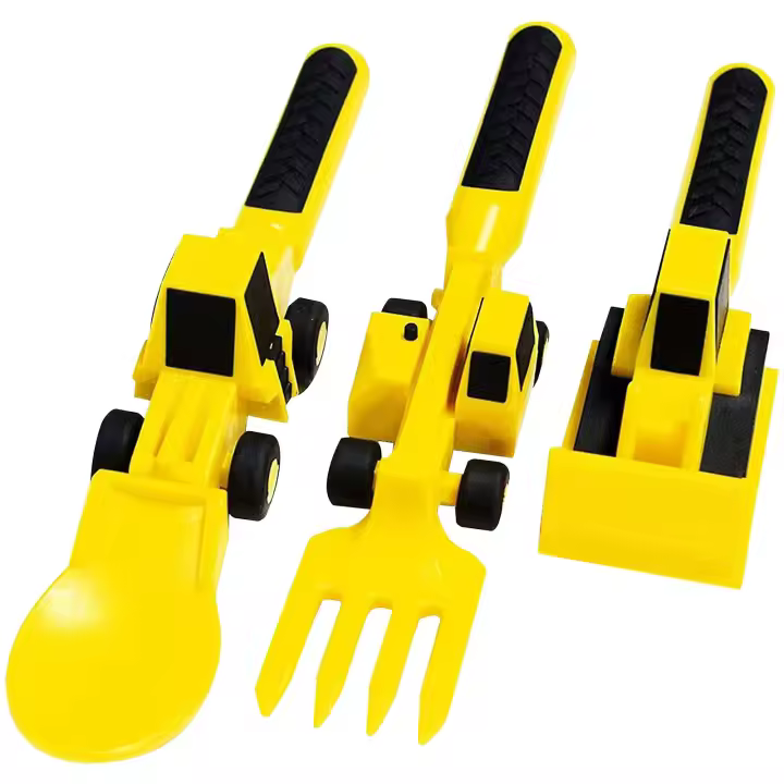 Children's Creative Building Theme Fork Spoon  Excavator Bulldozer Children's Toy Tableware - 1