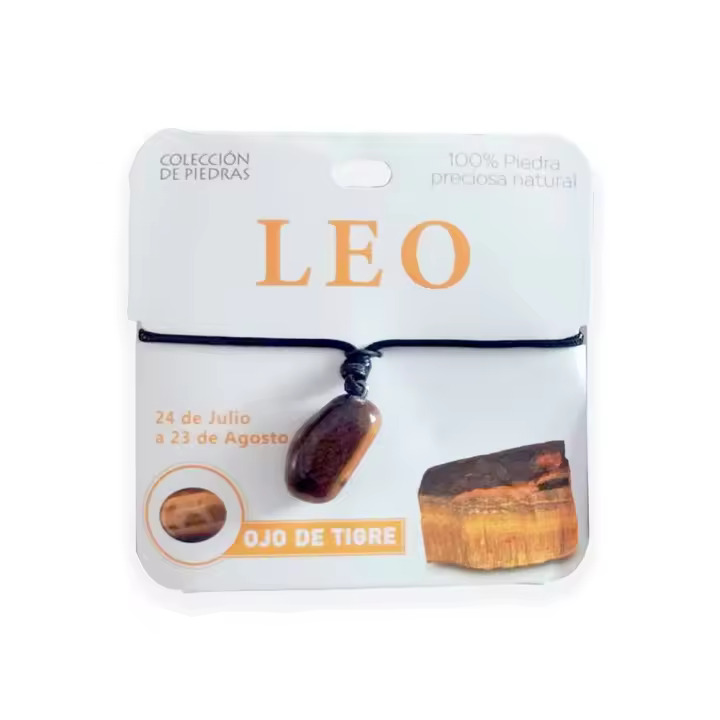 Mind Souls Zodíaco LEO - Colgante, Pulsera o Llavero piedra Ojo de Tigre - 1