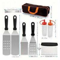 Juego De Accesorios Para Barbacoa 8 Piezas Limpieza Fácil Resistente Al Calor Acero Inoxidable Para Sartén De Hierro Fundido Teppanyaki Hibachi - details 0