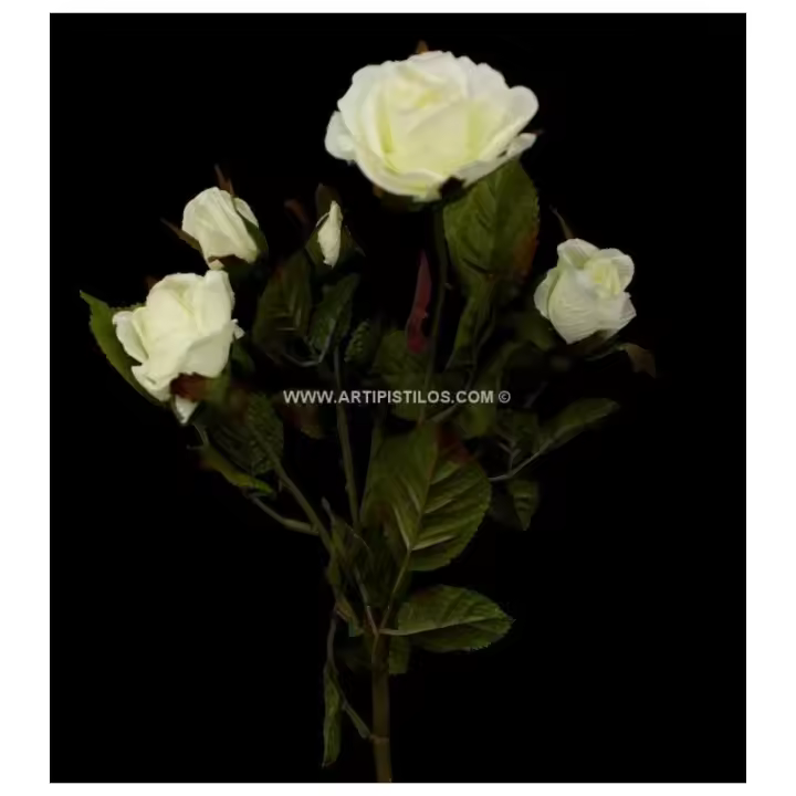 VARA 4 ROSAS Raíz FLORES Inicio FLORES DE TELA - Decoración de Hogar Elegante - 1